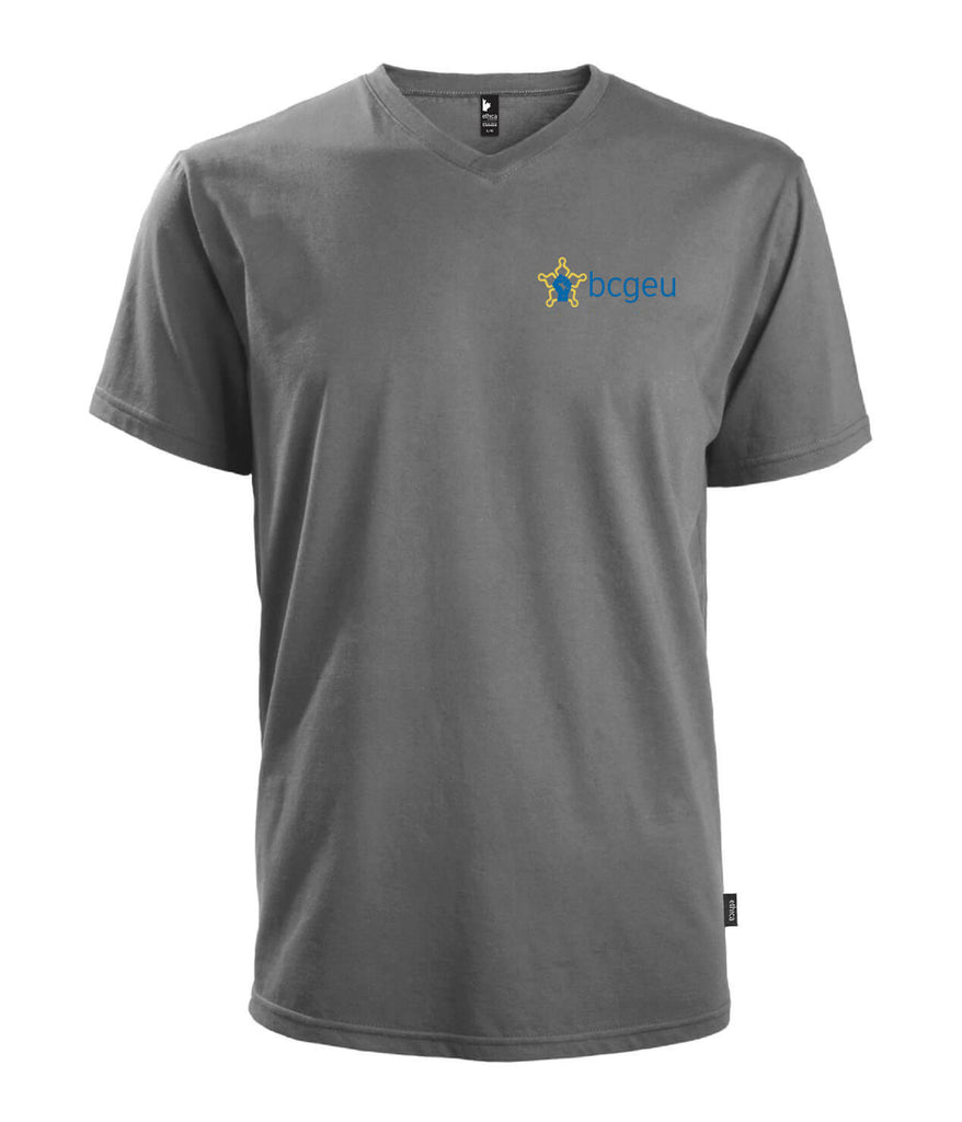 Men's V-neck T-shirt (BCGEU fist logo)